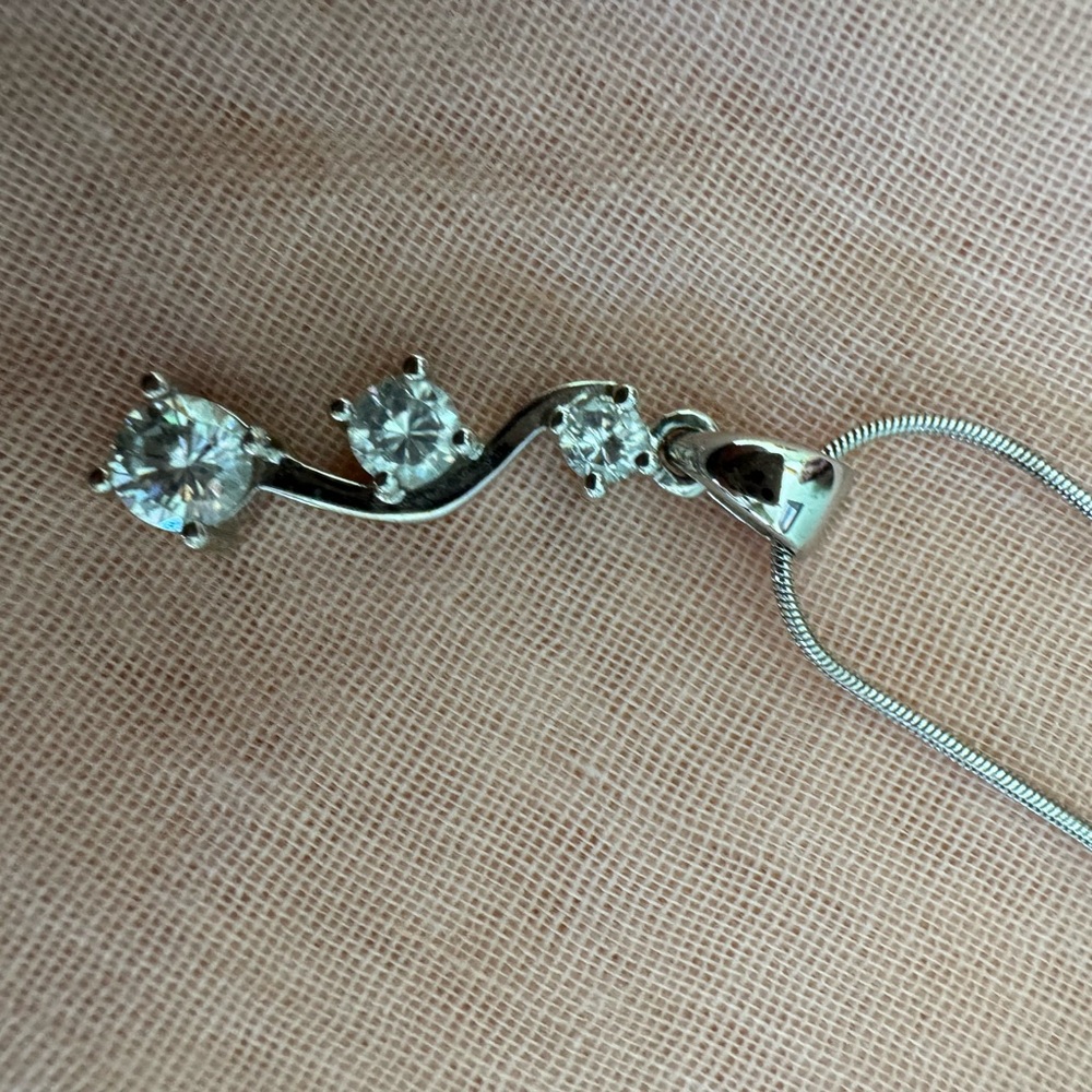 Lia Sophia Silver Necklace with Clear Stones